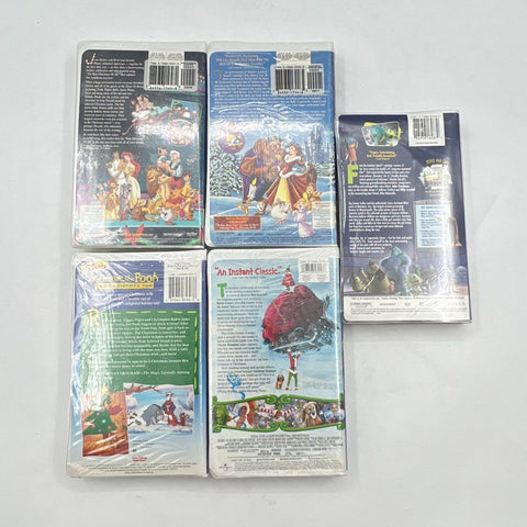 Monsters Inc Grinch Mickey Winnie 5 VHS Tape Lot Disney Christmas Movies Sealed