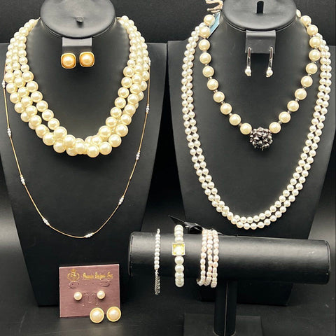 Vintage Pearl Costume Jewelry Lot of 11 Premier Designs SONORA Necklaces