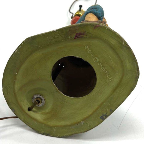 Vintage Holland Mold Ceramic Table Lamp Figural Boy on Barrel Country Style