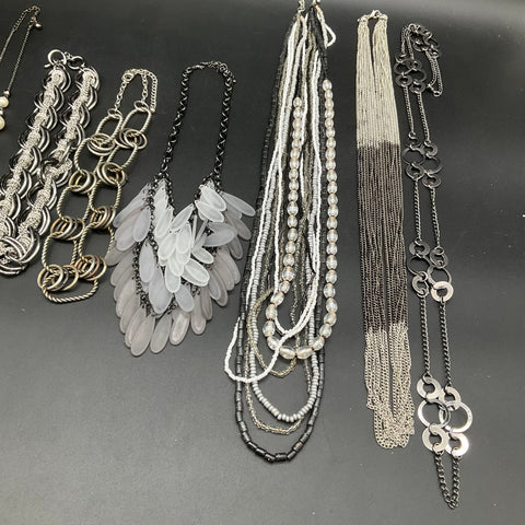 Mixed Costume Jewelry Lot of 10 Necklaces Statement Faux Pearl Beaded 1.3 lbs