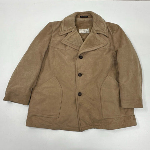 Vintage 70s Stratojac Men's Tan Stratosuede Sherpa Lined Coat Sz 50 Regular