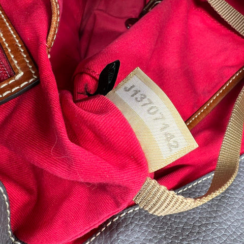 Dooney & Bourke Taupe Pebbled Leather Tassel Crossbody Bag Gold Hardware