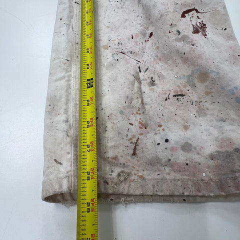 Dickies White Paint Splatter Distressed Workwear Bib Overalls Men's 38x29