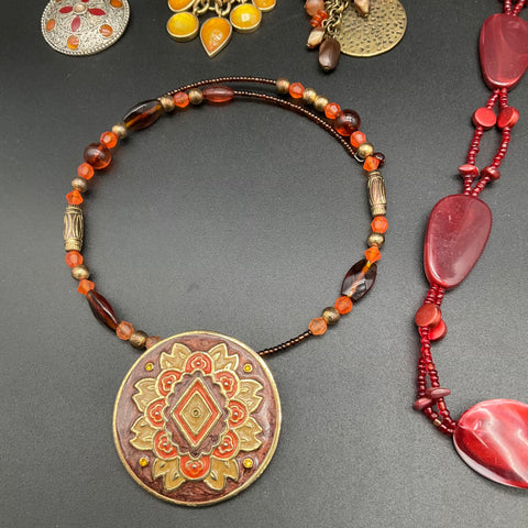 Boho Statement Necklaces Beaded Enameled Mixed Style Jewelry Lot of 9 1.2 lbs