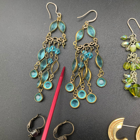 Vintage & Modern Pierced Earrings Jewelry Lot of 28+ Pairs Hoops Dangles Studs