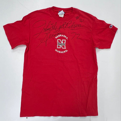 Champion Men's Red Nebraska Huskers Autographed Johnny Rodgers Heisman 72 Sz M