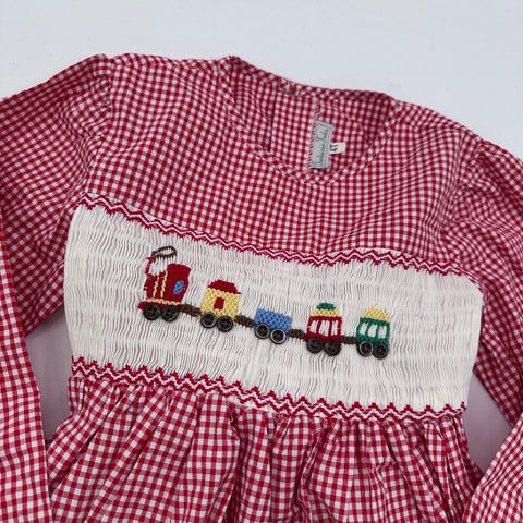 Fantaisie Kids Girls Dress Lot Smocked Gingham Train Striped Polka Dot Sz 4T