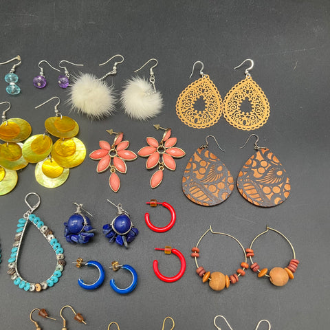 Fashion Costume Jewelry Lot of 38 Pairs Vintage to Modern Eclectic Earrings