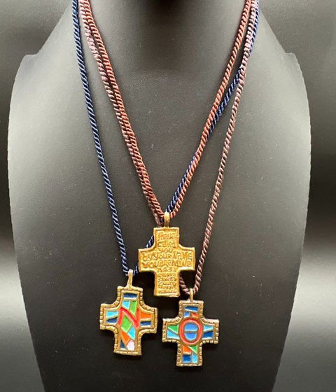 Vintage 1971 Terra Sancta Guild Enameled Cross Necklace Jewelry Lot of 23