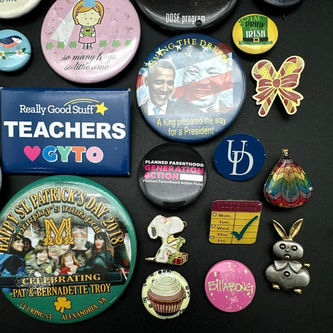 Vintage & Modern Pins Lot Mixed Enamel Button Star Wars Obama Political 40pc