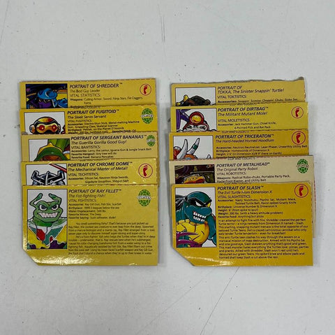 10 VTG TMNT Playmates File Cards Lot 1990s Shredder Slash Tokka Clip Collect