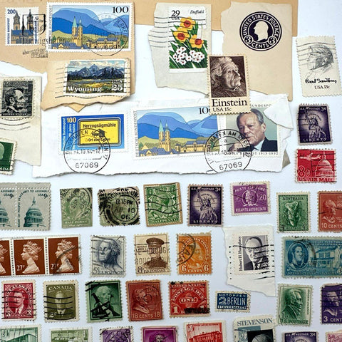 Worldwide Postage Stamp Lot Vintage USA Canada Europe Mystic Stamp Co 200 Pcs