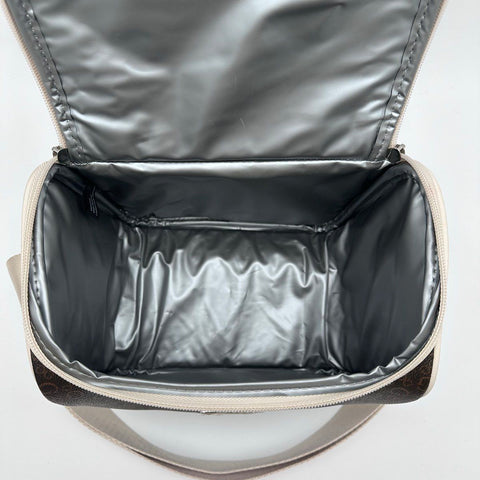 Guess Brown Monogram Logo Insulated Lunchbox Cooler Bag Silver Hardware