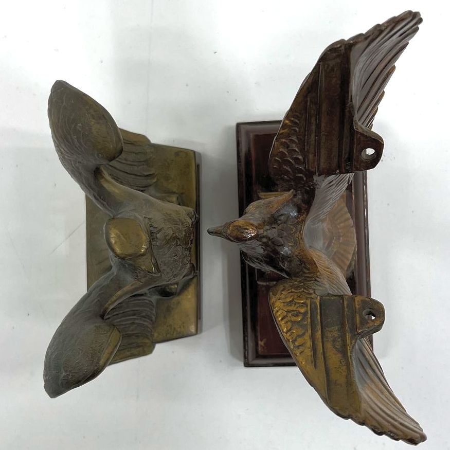 VTG Collectible Brass Eagle Figurines on Bases Lot Of 2 Shelf Desk Decor