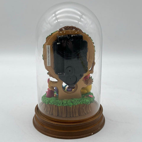 Disney Winnie the Pooh Piglet Tea Party Clock Figurine Glass Dome 9 Inch