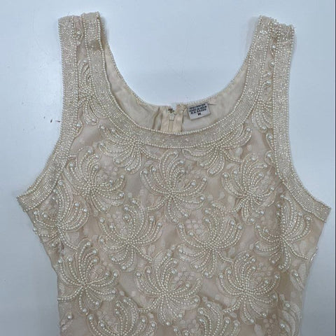 Vintage 80s Lawrence Kazar Beaded Pearl Two Piece Dress Bolero Set Sz M