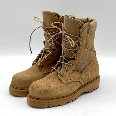 US Military Tan Suede Vibram Sole Safety Toe Combat Tactical Boots Size 6W