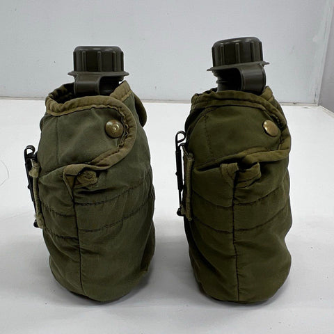 Lot of 2 Vintage USGI Military Canteens w/ OD Green Insulated Covers ALICE