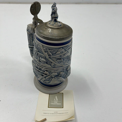 Vintage 1997 Avon Tribute to Rescue Workers Beer Stein Lidded #11172