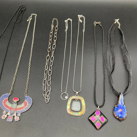 Costume Jewelry Lot 10 Necklaces Legend of Zelda Egyptian Modernist Bead Glass