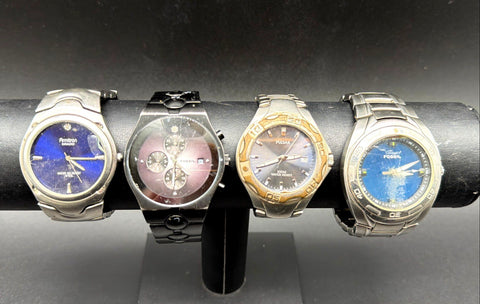 Fossil Pulsar Armitron Men's Wrist Watch Lot of 4 Stainless Steel As-Is Lot