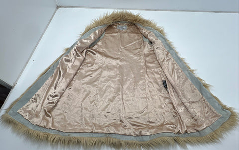 Wilson's Leather Maxima Women's Gray Suede Long Vest Faux Fur Trim Boho Sz XL