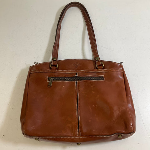 Patricia Nash Brown Leather Tote Shoulder Bag Brass Hardware
