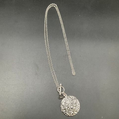 Cookie Lee Silver Tone Rhinestone Beaded Hammered Ring Necklace Jewelry Lot of 3