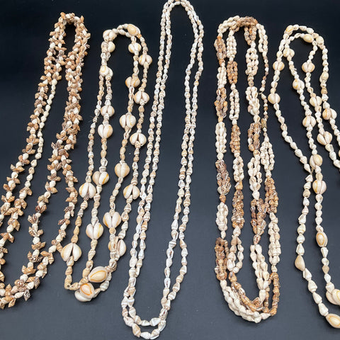 Vintage Shell Necklace Lot of 5 Cowrie Rice Shell Island Beach Jewelry