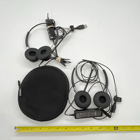 Jabra Biz 2300 USB Wired On-Ear Headset Lot of 2 With Case Tested Works