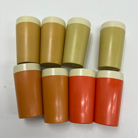 Vintage Gitsware Therma-Glass Insulated Tumblers 9 Pc Set MCM Earth Tones USA