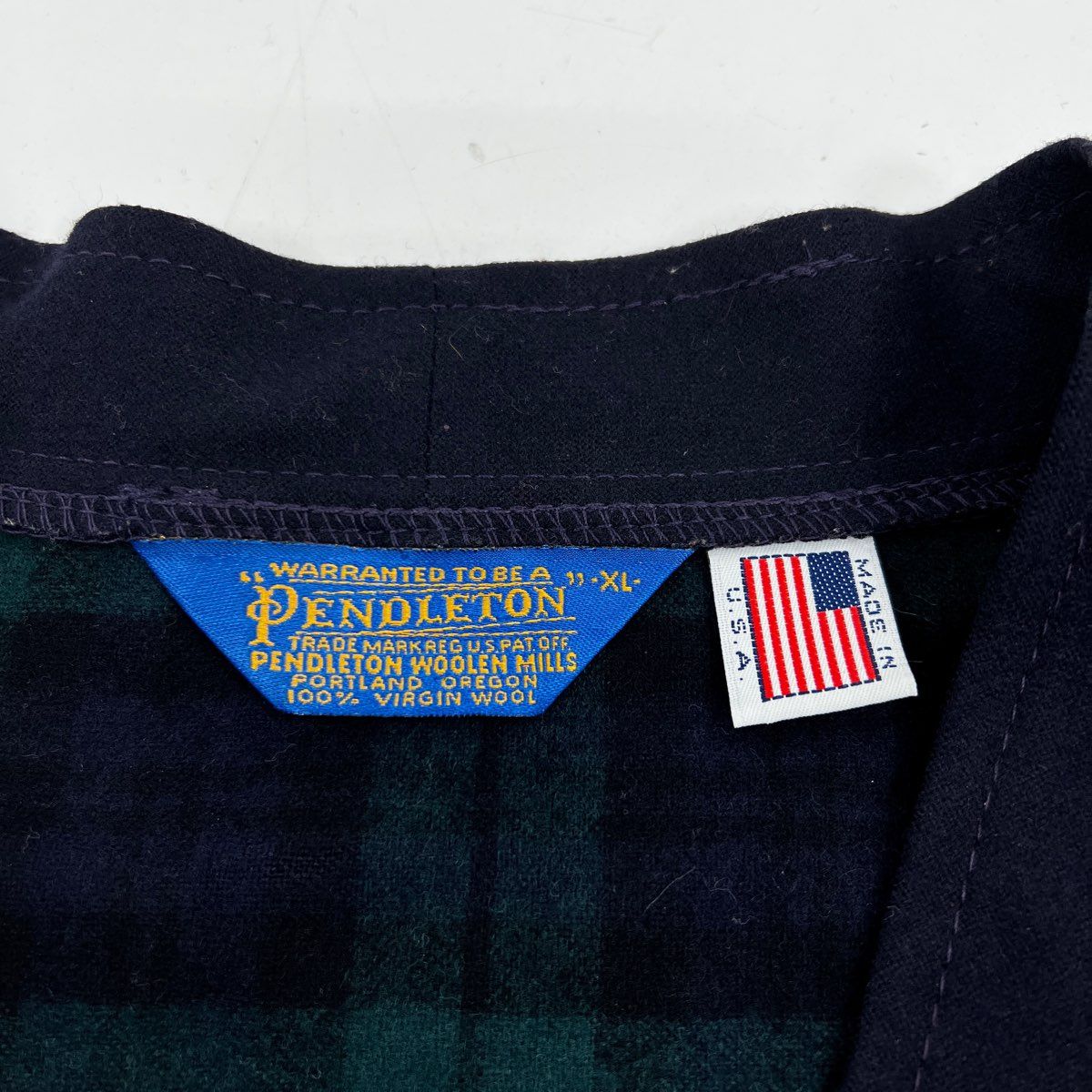 Vintage Pendleton Men's Green Black Watch Plaid Virgin Wool