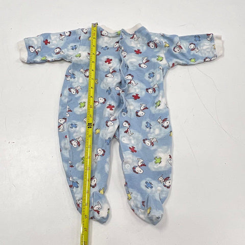 Baby Snoopy Blue Red Baron Clouds Vintage Y2K Footed Sleeper Pajamas Sz 6-9M