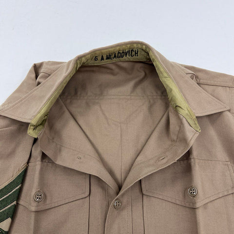 Vintage 1968 US Army Men's Khaki Wool Tropical Long Sleeve Shirt Sz 15 1/2
