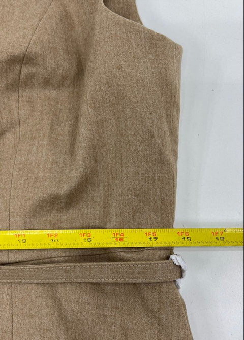 Talbots NWT Women's Tan Wool Blend Belted Pleated A-Line Dress Size 16P