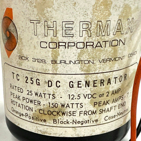 Thermax TC 25G DC Generator 25W 12.5V 2A Permanent Magnet Made in Canada