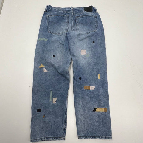 Levi's Women's Column Jeans Blue Patchwork High Rise Straight Distressed 31x27
