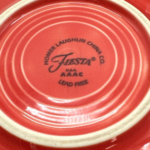 Homer Laughlin Fiesta Cup and Saucer Set 4 Piece Ceramic Scarlet and Blue Modern
