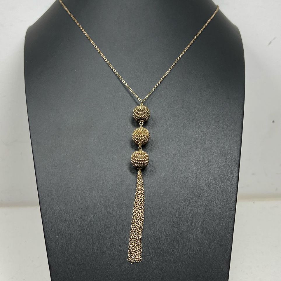 Chico's Ball and Tassel Gold Tone Necklace