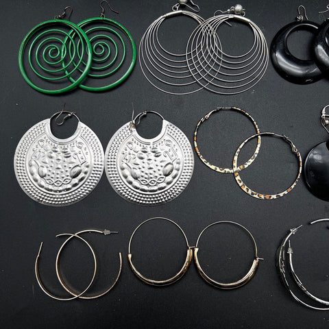 Vintage to Modern Costume Earring Lot 1.1 lbs 33 Pairs Hoops Dangles Studs