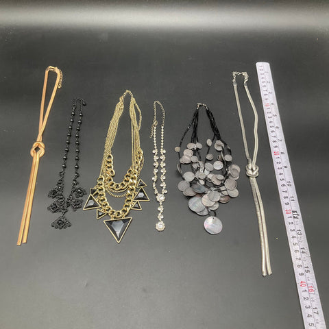 Fashion Statement Necklace Lot of 6 Rhinestone Shell Geometric Snake Chain