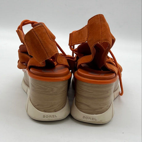Sorel Kinetic Impact Wedge Lace Sandal Canyon Orange Women's Size 11
