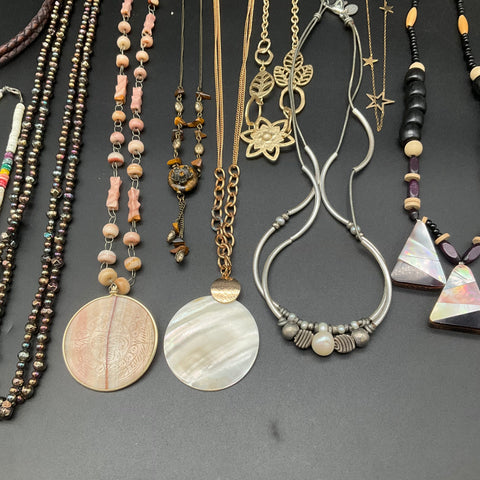 Lia Sophia Lizzy James Boho Eclectic Jewelry Lot 14 Necklaces Shell Beaded