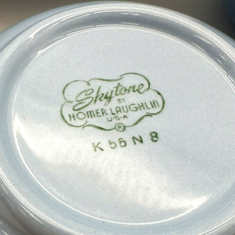 Homer Laughlin Skytone 10 Piece Set Blue Lugged Fruit Cereal Bowls Vintage 1955