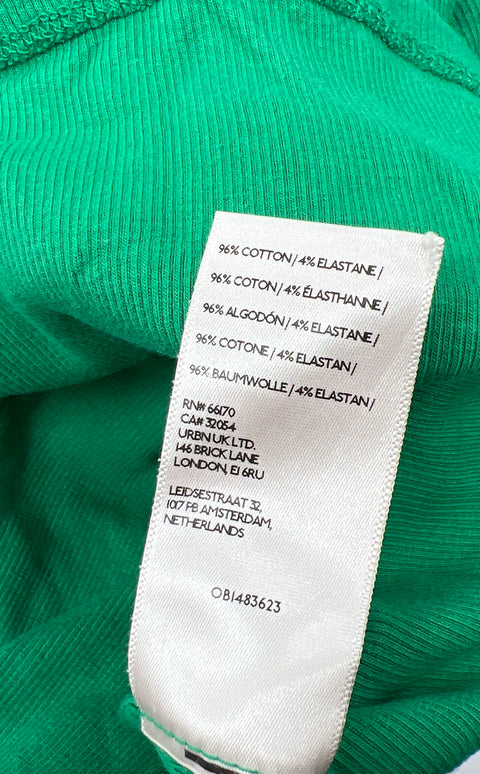 Anthropologie Maeve Green Ribbed T-Shirt Magenta Skirt Set Women's Small