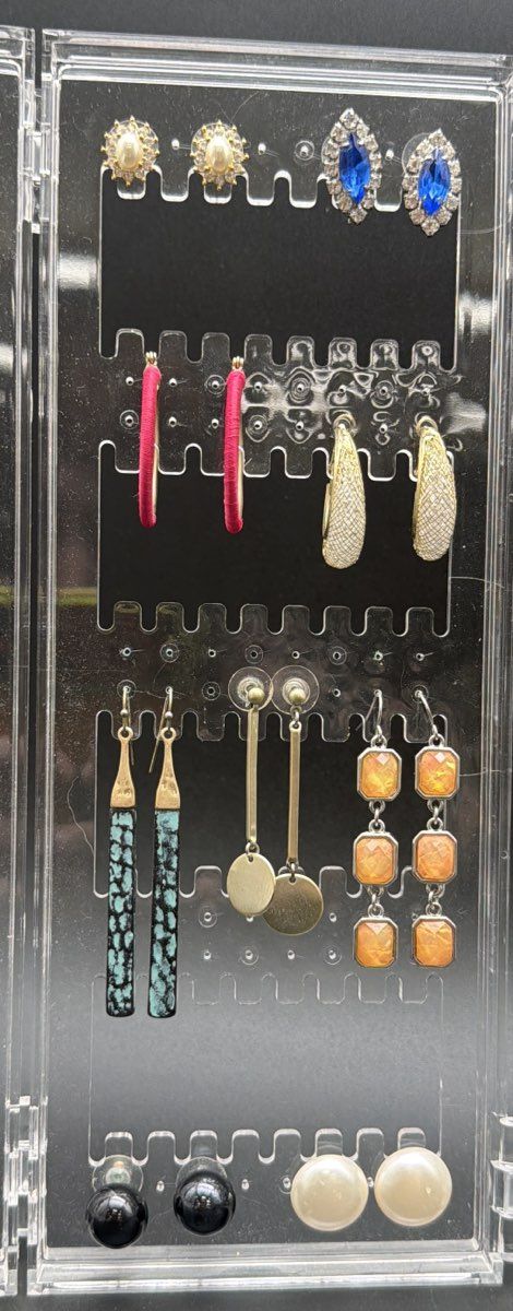 39 Pairs Fashion Earrings Lot Non-Precious Metal Studs Dangles No Stand