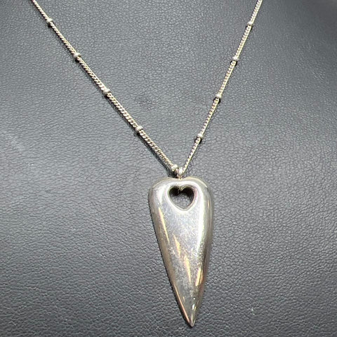 925 Sterling Silver Heart Pendant Necklace 6.33g