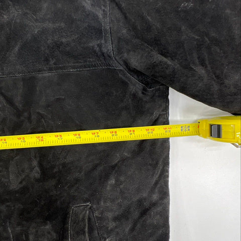 Knight Bridge Men's Vintage Y2K Suede Leather Bomber Jacket Black Quilted Sz M