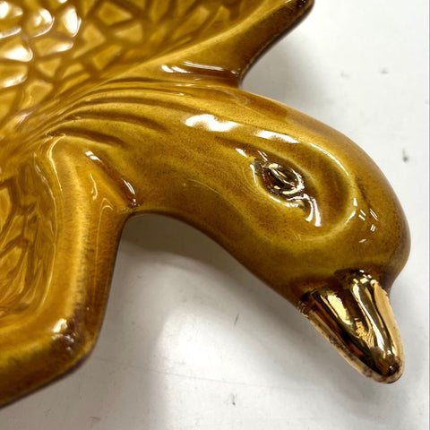 Maurice of California Bird Ashtray LW 910 Ceramic Gold Trim MCM Vintage