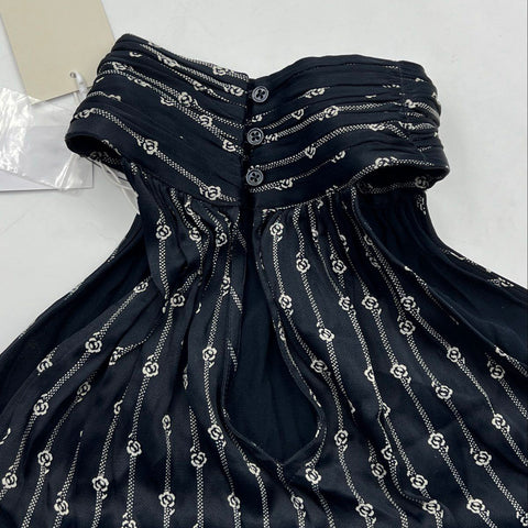 Joie Women's Erola C Halter Top Midnight Blue Floral Stripe Rayon NWT Size S